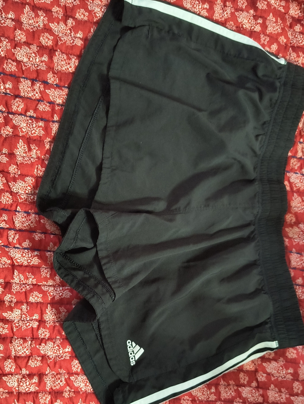 adidas Black Athletic Shorts with White Trim
